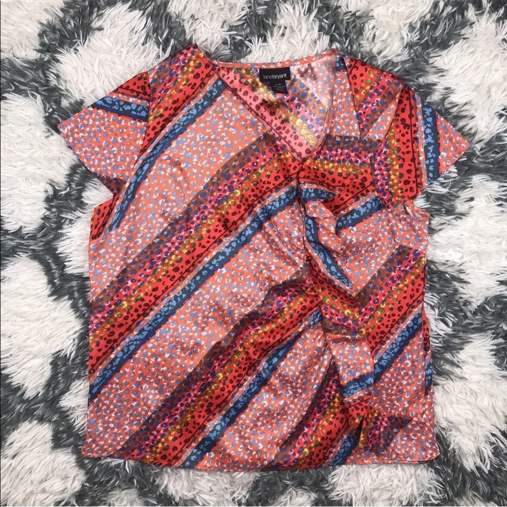 Lane Bryant Women's Multi-colored Blouse Short Sleeve Size 14/16